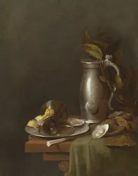 A Pewter Jug and Plate